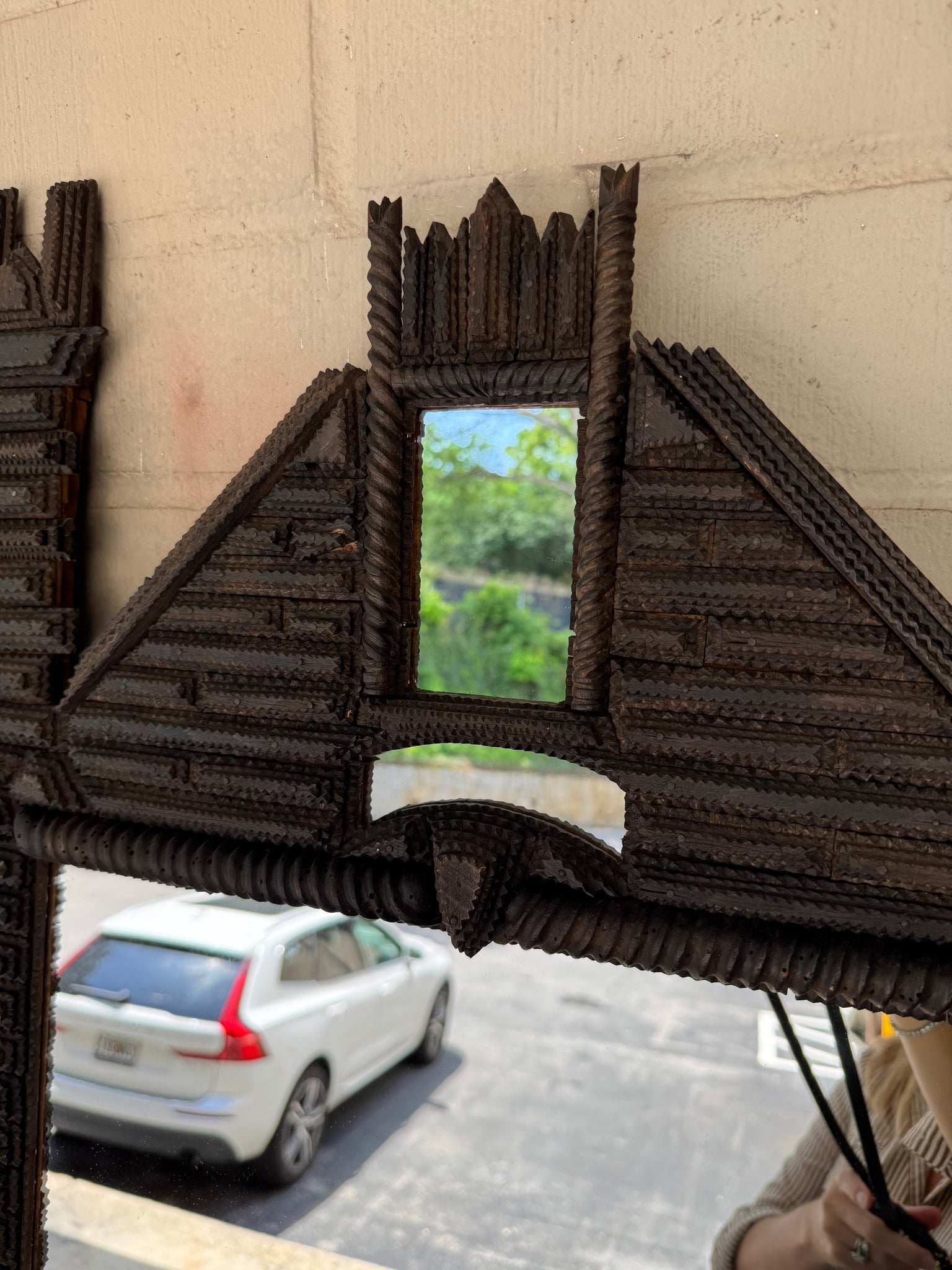 French Tramp Art Castle Mirror