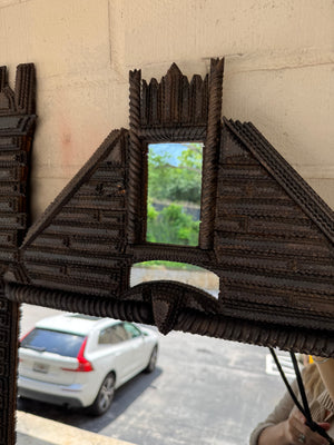 French Tramp Art Castle Mirror