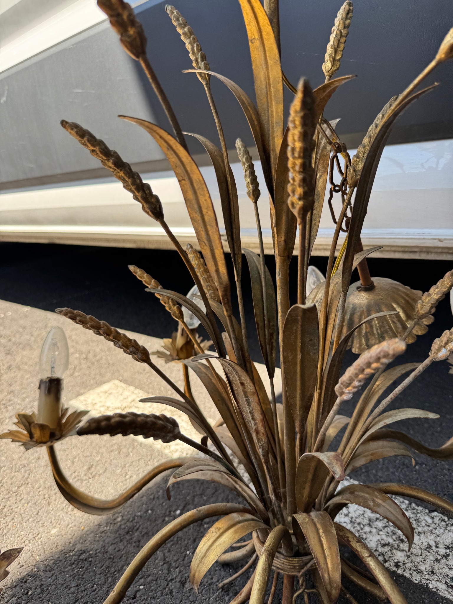 French Gilt Wheat Sheath Chandelier