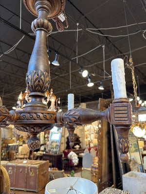French Carved Wood Chandelier