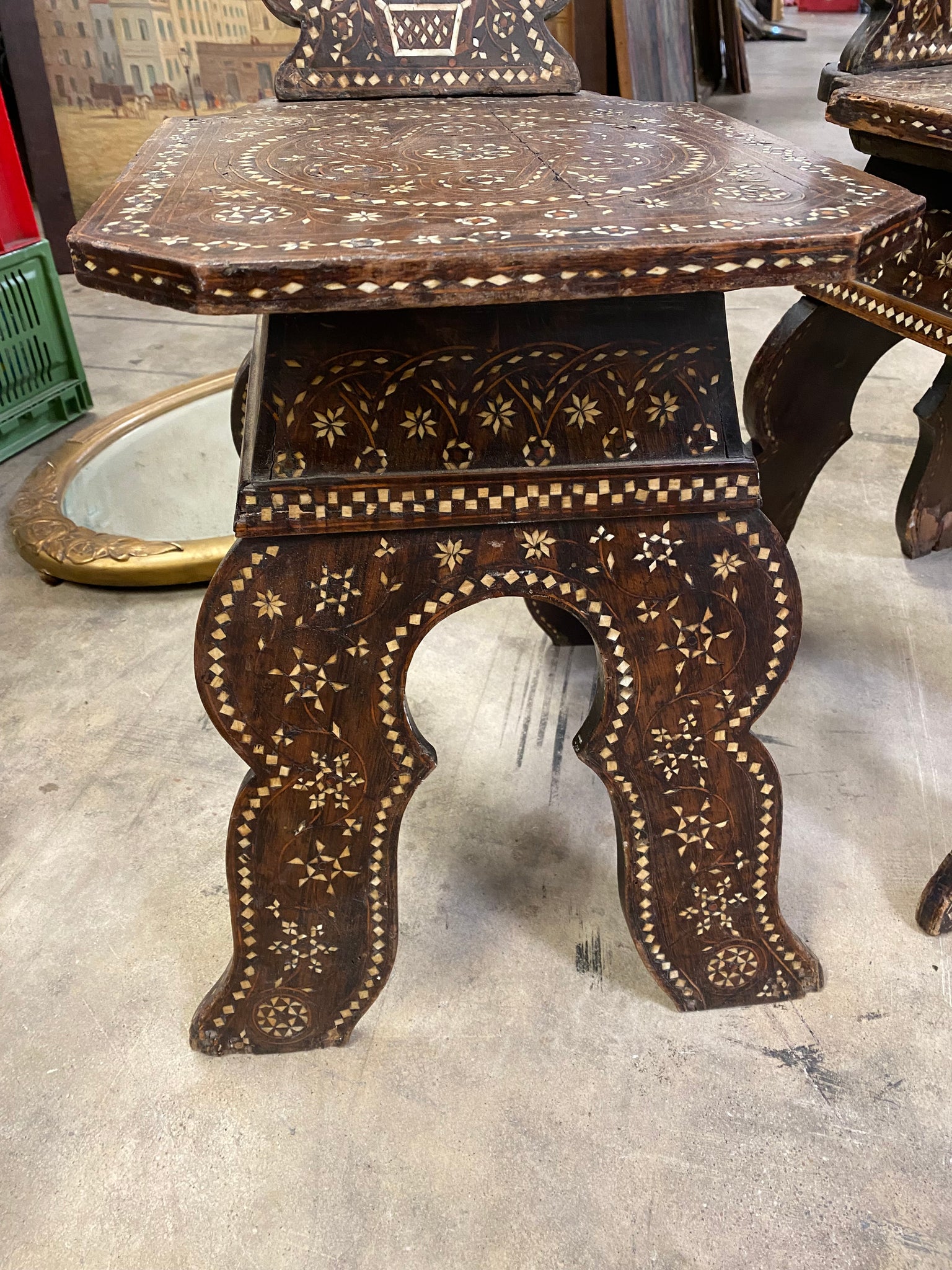 Moorish Inlaid Chairs, Pair