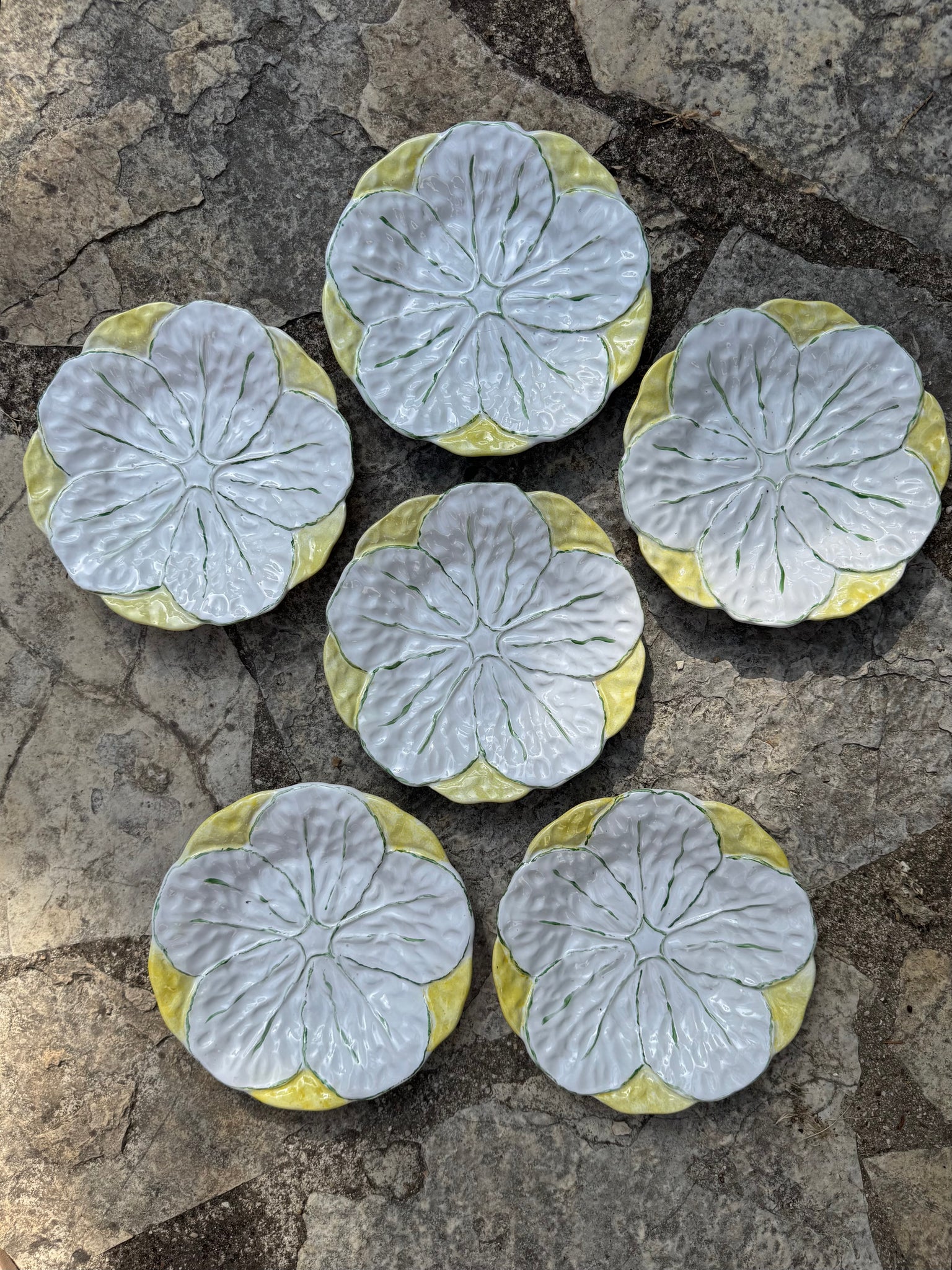 French Yellow Leaf Plates, S/6