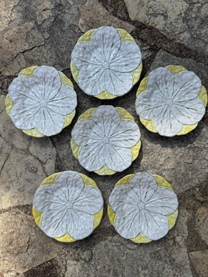 French Yellow Leaf Plates, S/6