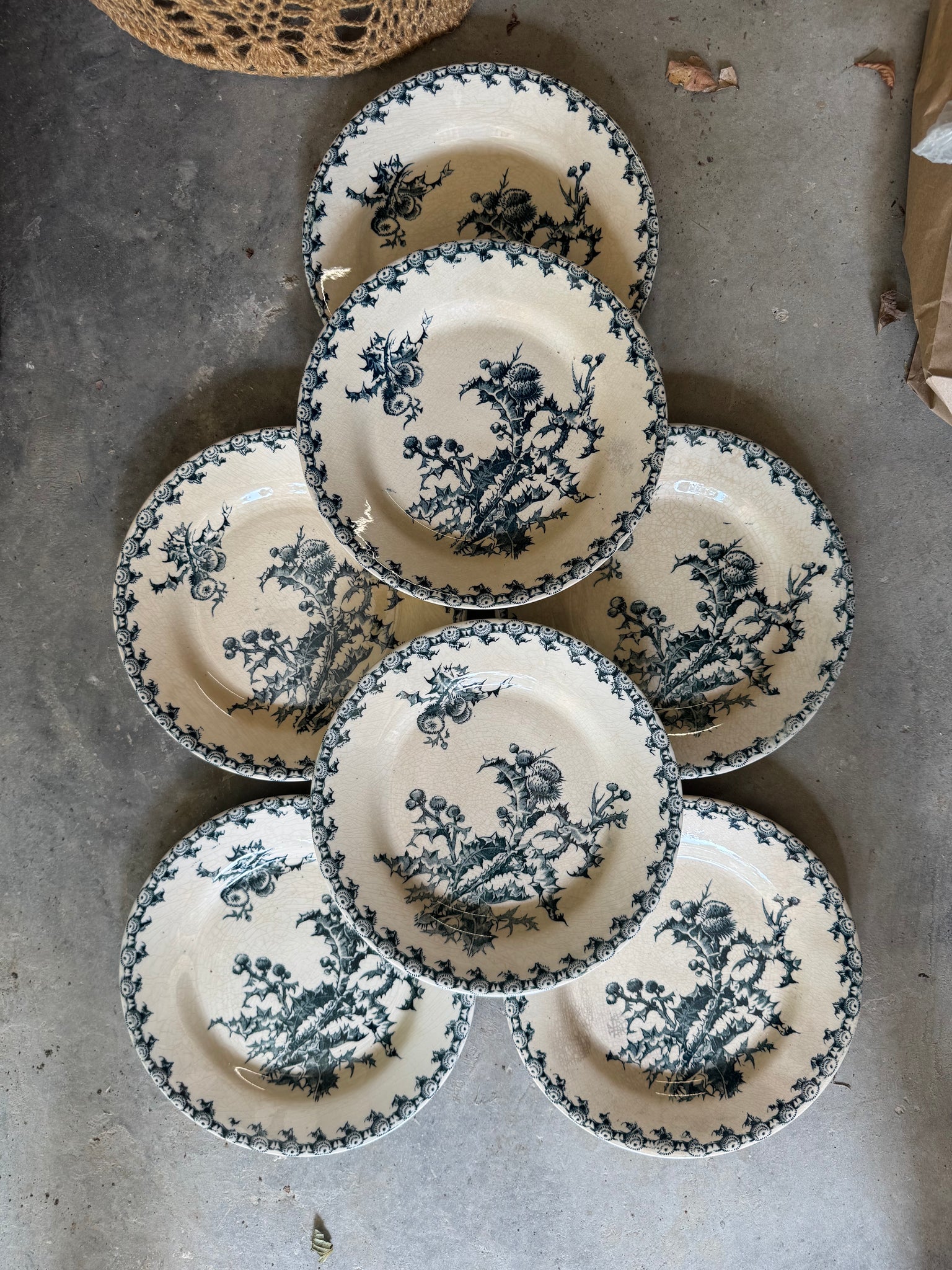 French Transferware Plates, S/7