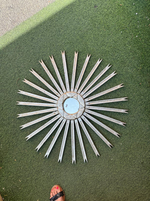 Pair French Silver Sunburst Mirrors