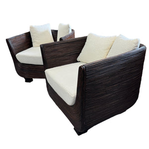 Pair Pencil Reed Rattan Chairs