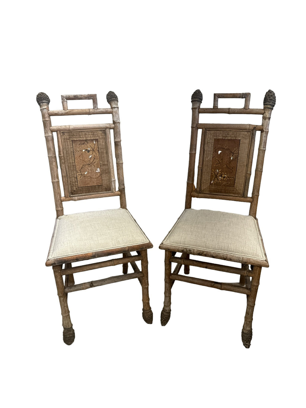 French Bamboo Chairs, Pair