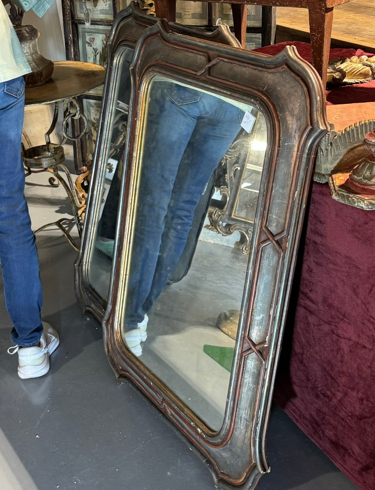 19th c Italian Silver Gilt Mirrors, Pair