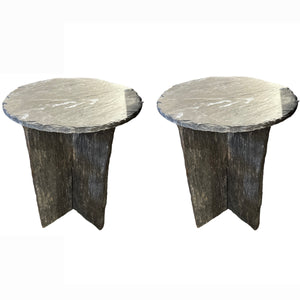 Pair French Slate Side Tables