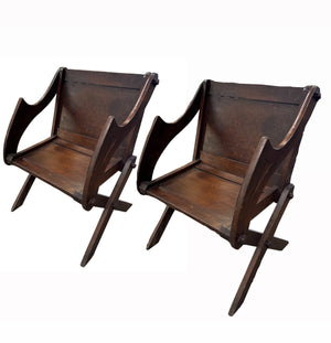 English Glastonbury Chairs, Pair