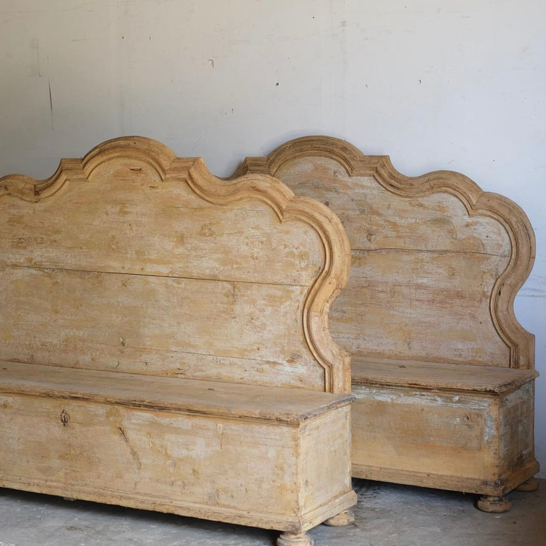 Italian Hall Benches/Cassapanca, Pair Available