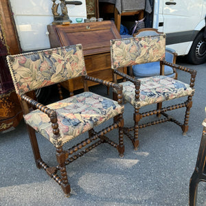 French Barley Twist Chairs, Pair