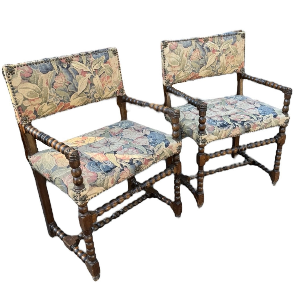 French Barley Twist Chairs, Pair