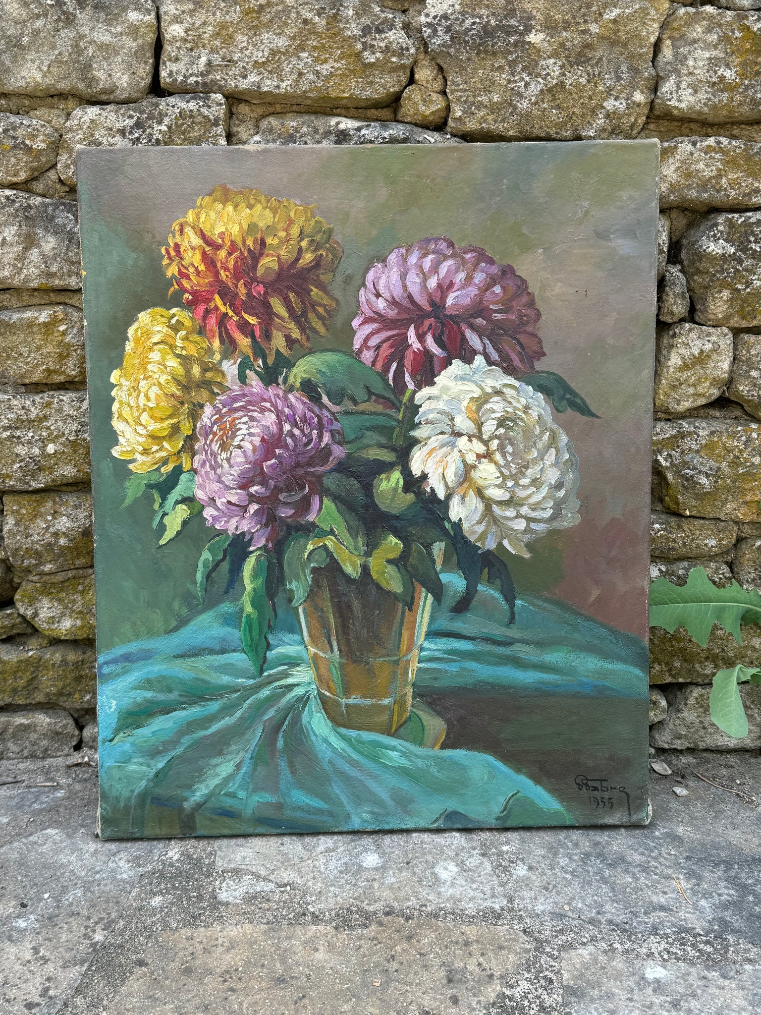 French Floral Oil on Canvas