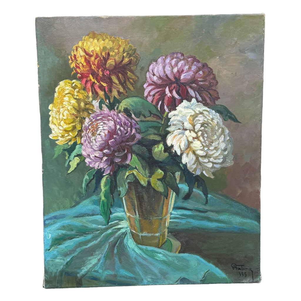 French Floral Oil on Canvas