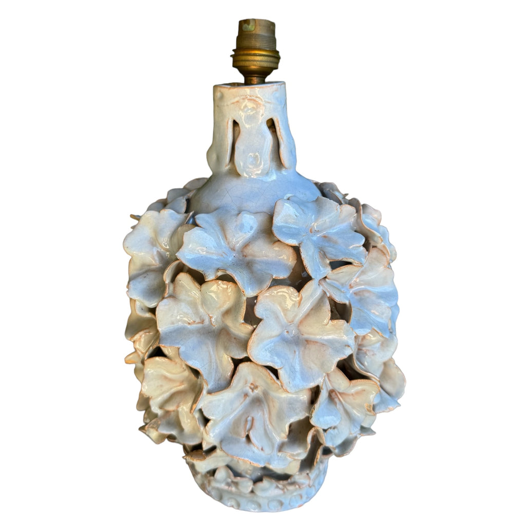 European Floral Pottery Lamp