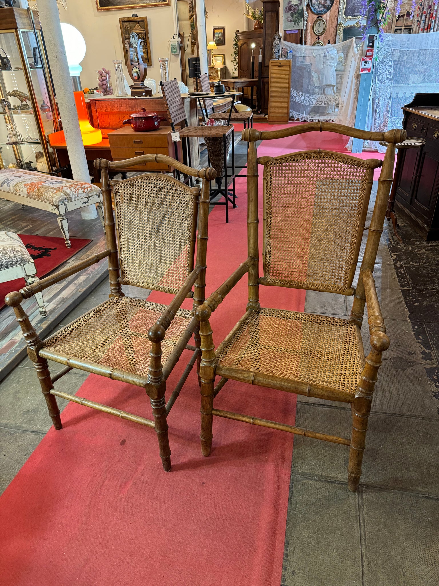 French Faux Bamboo Chairs. Pair