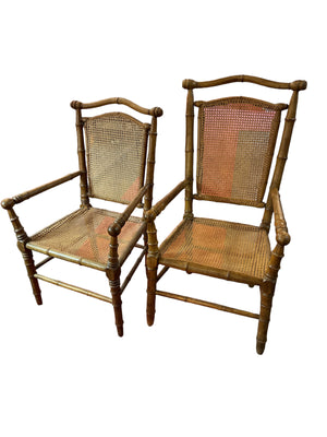 French Faux Bamboo Chairs. Pair