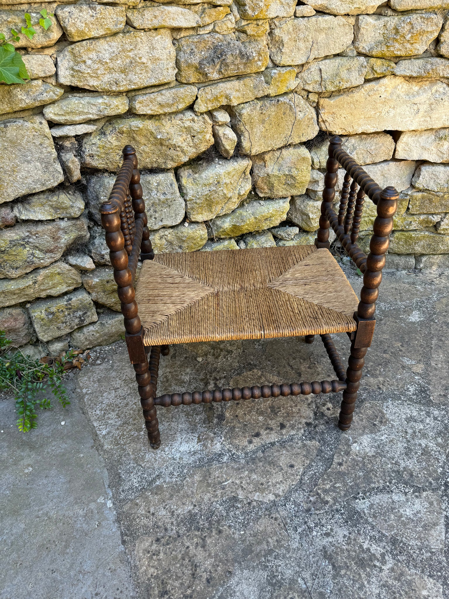 19th Century Walnut Bobbin Bench