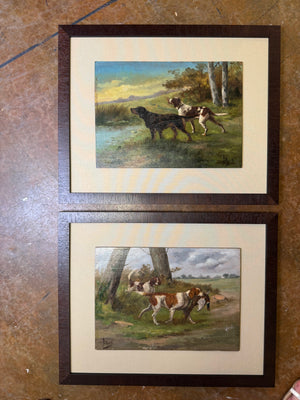 Pair 19th c Dog Portraits