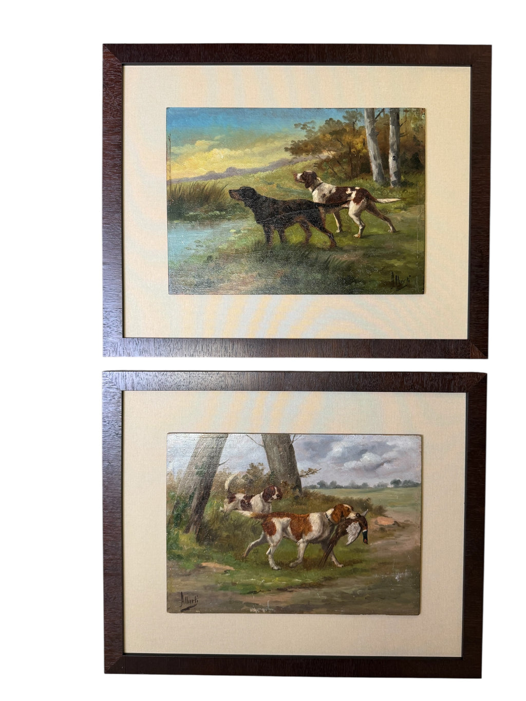 Pair 19th c Dog Portraits