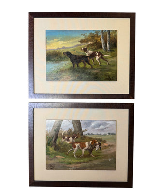 Pair 19th c Dog Portraits
