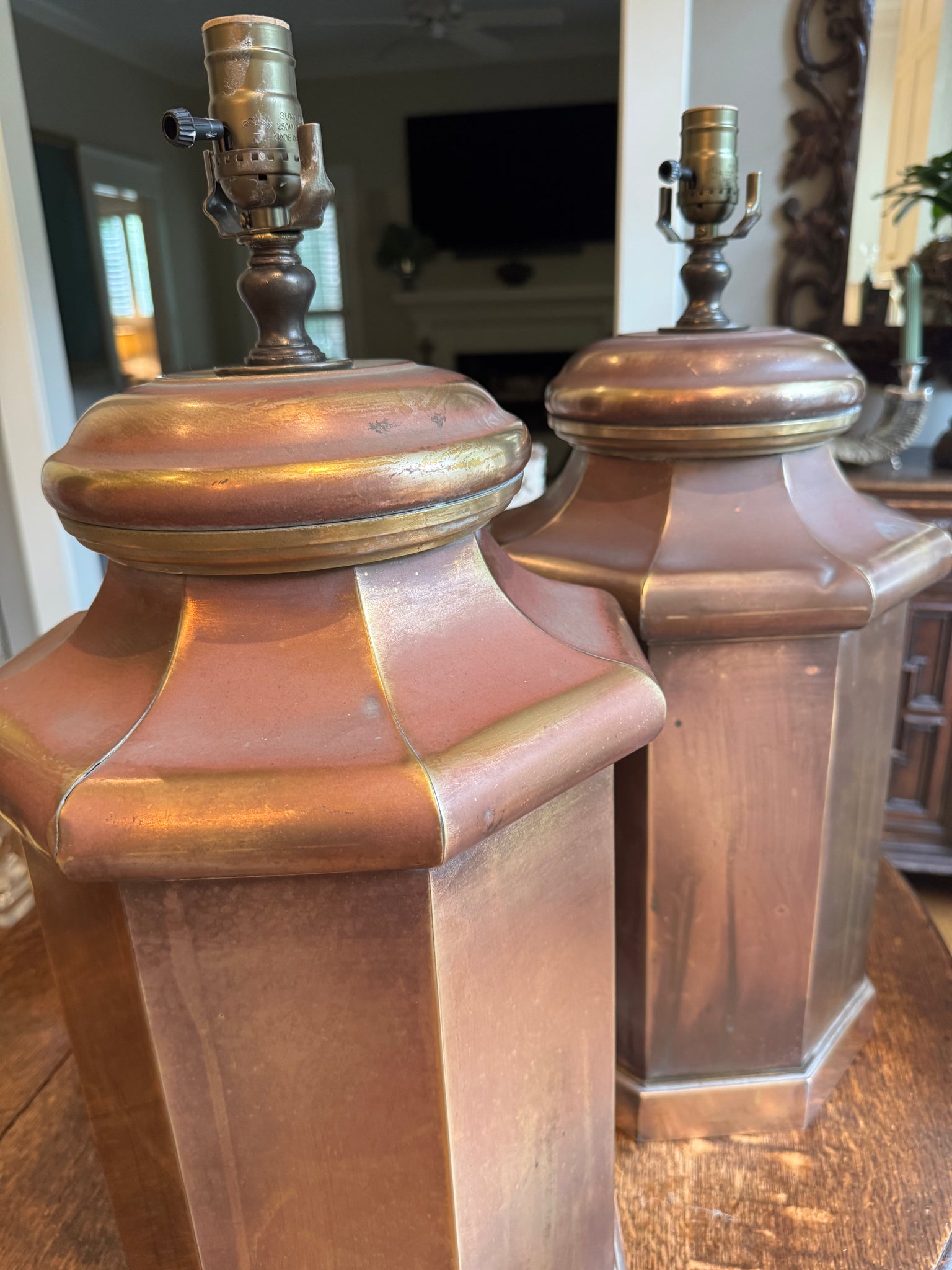 Paid French Copper Lamps