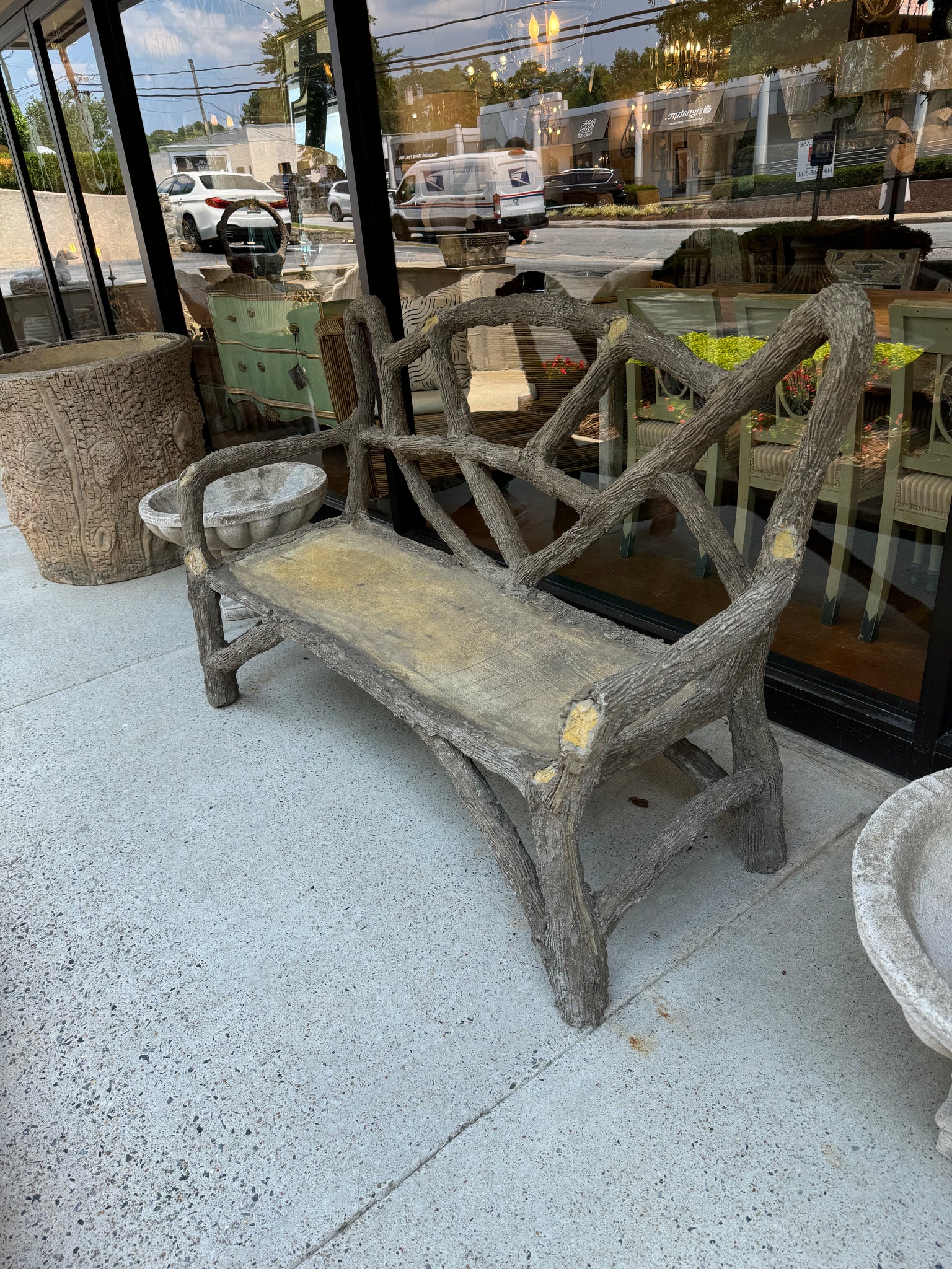 French Faux Bois Bench