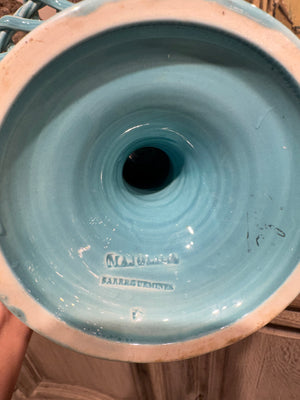 French Turquoise Basketweave Compote