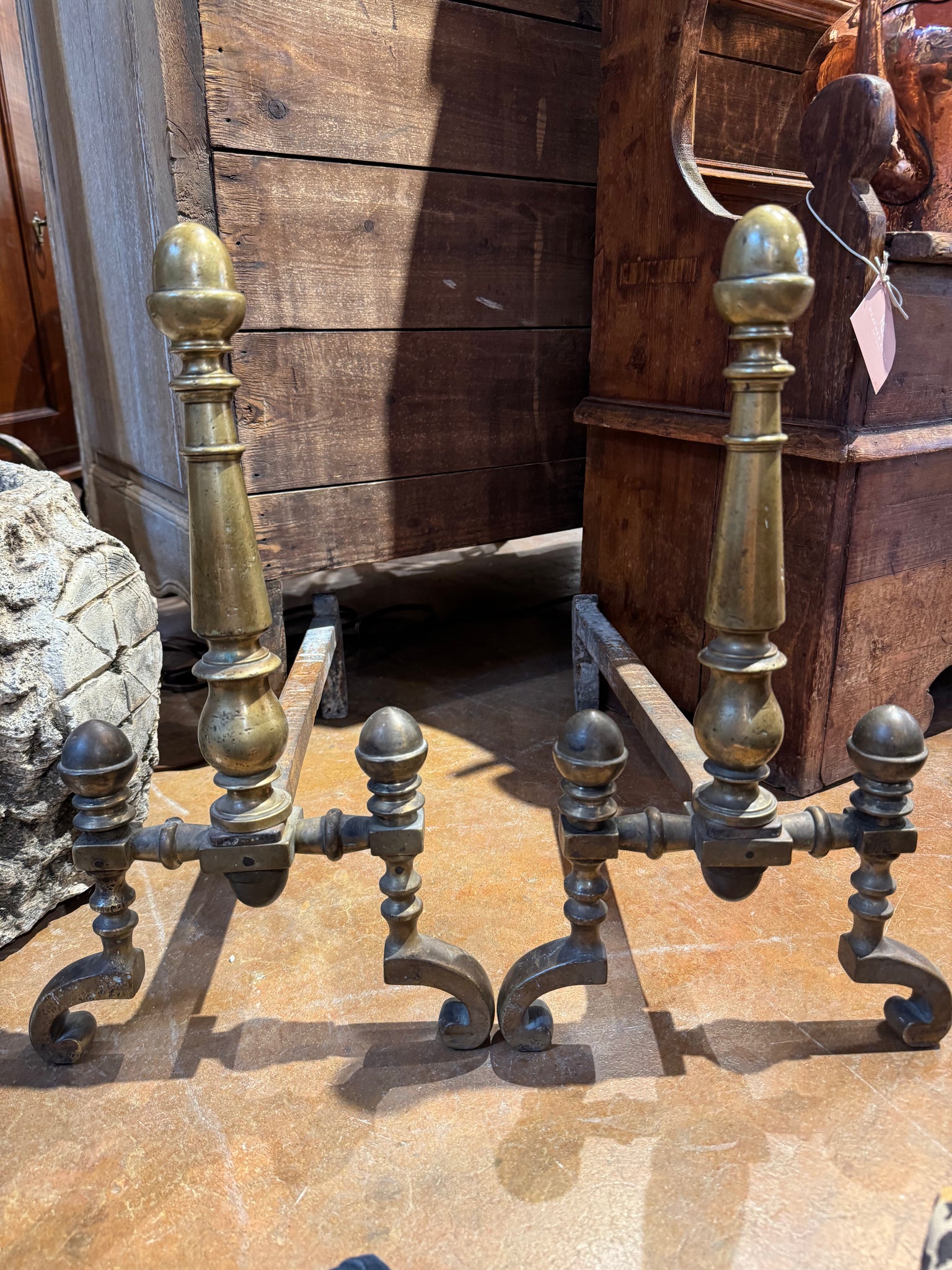 French Brass Andirons