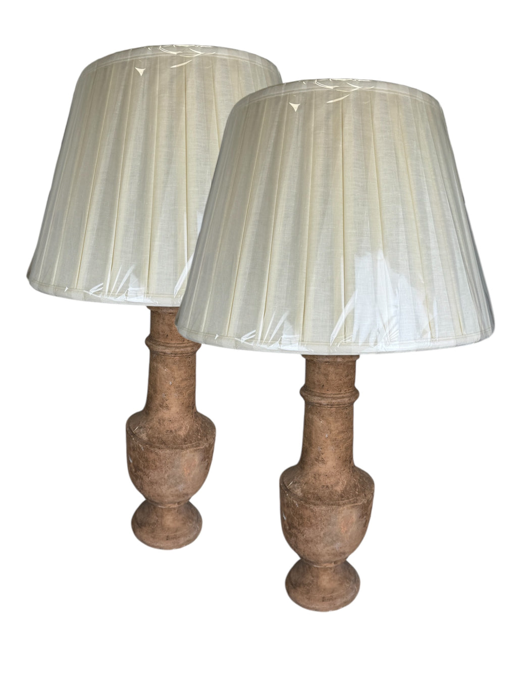 Pair French Terracotta Lamps