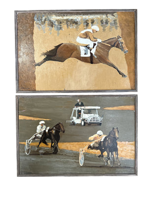 Pair French Race Horse Paintings