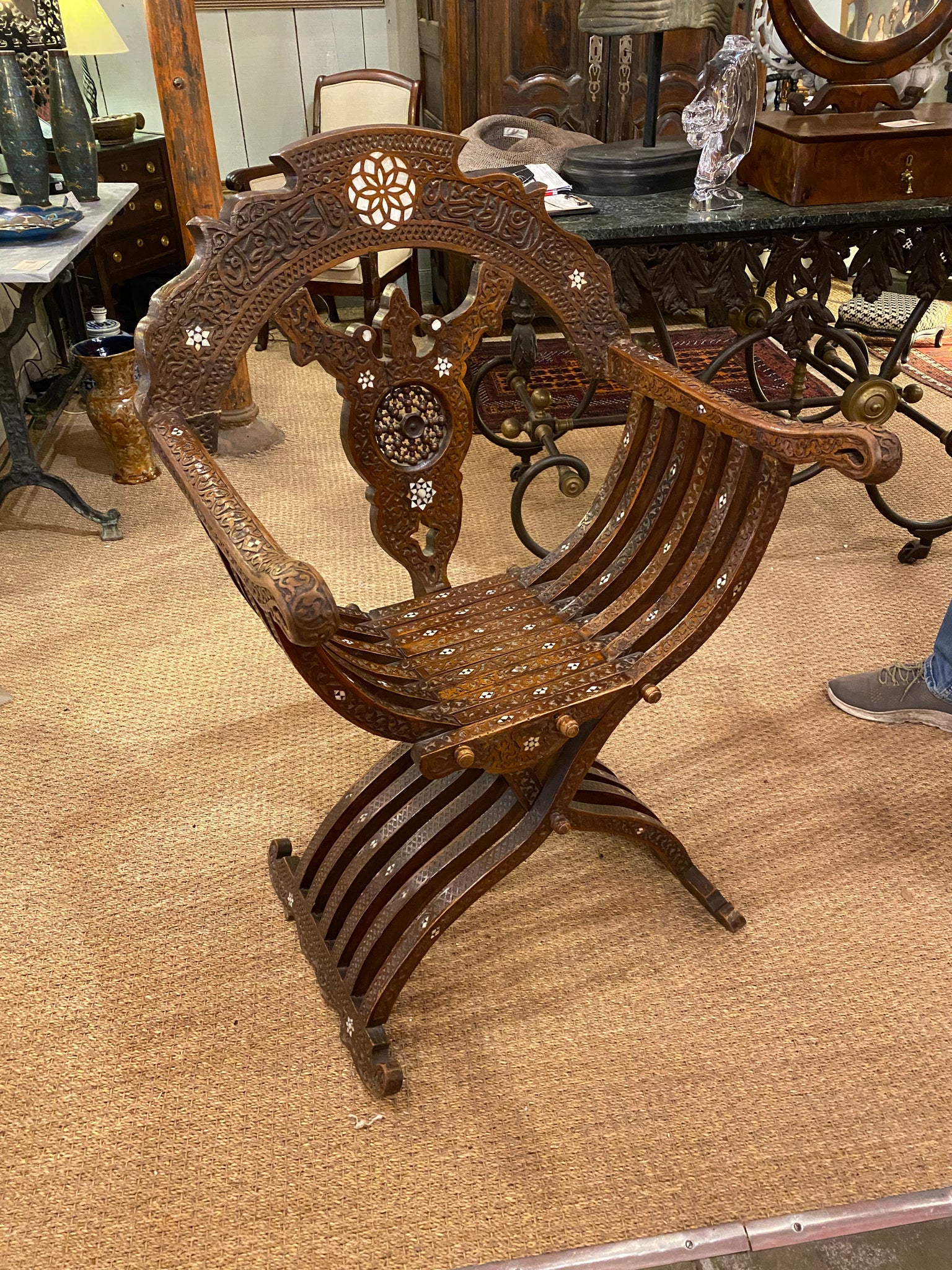 Late 19th Century Savonarola Chair With Inlay