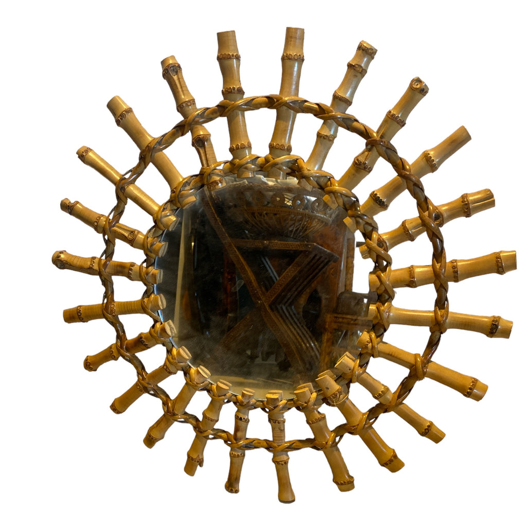 French Bamboo Sunburst Mirror