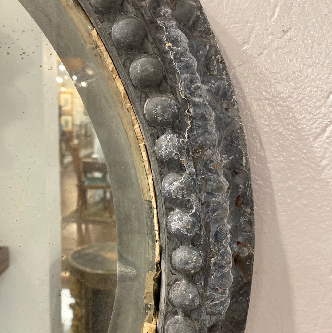 French Round Zinc Mirror (pair available)