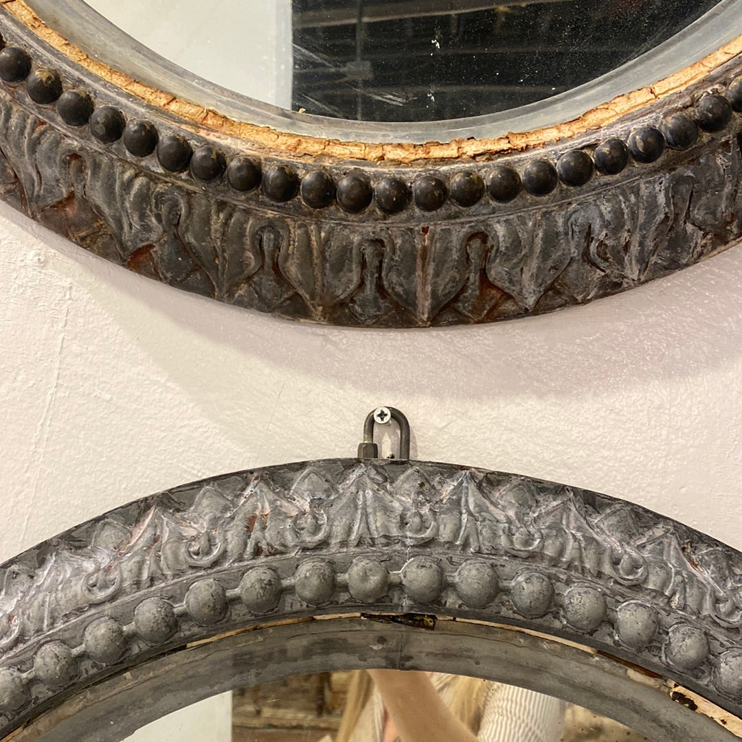 French Round Zinc Mirror (pair available)