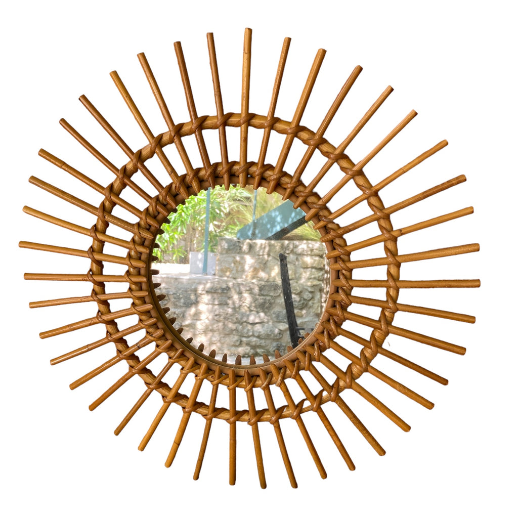 French Bamboo Sunburst Mirror