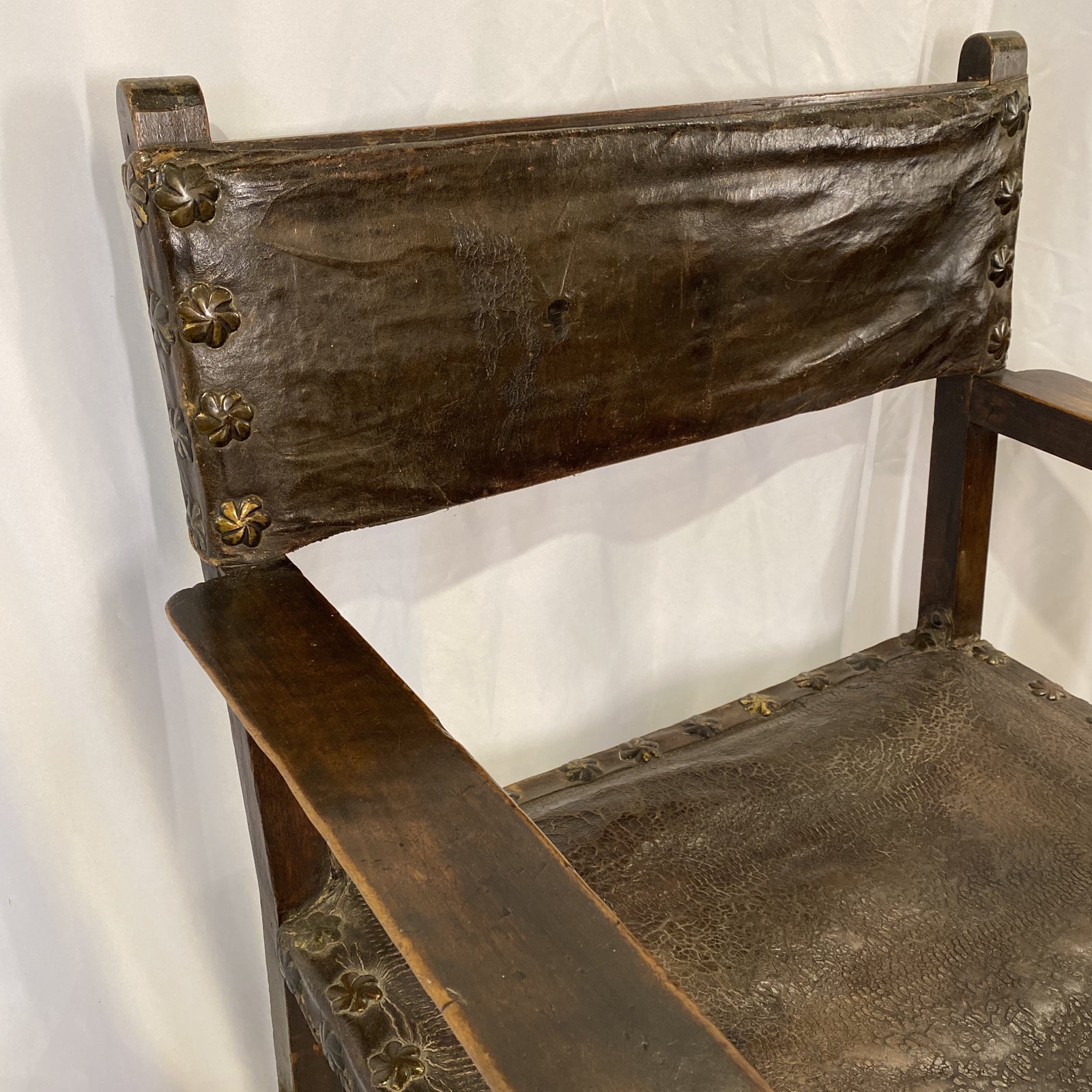 18th-C. Spanish Leather Chair