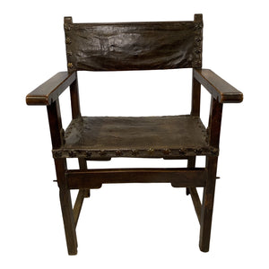 18th-C. Spanish Leather Chair