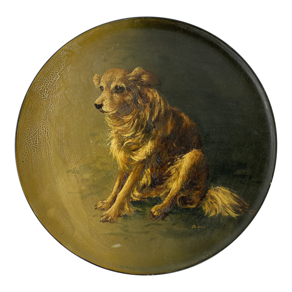 19th C. English Dog Painted Terracotta Plate