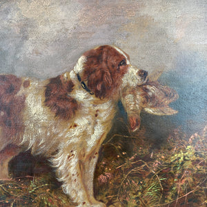 19th C. English Portait of Dog Oil on Canvas