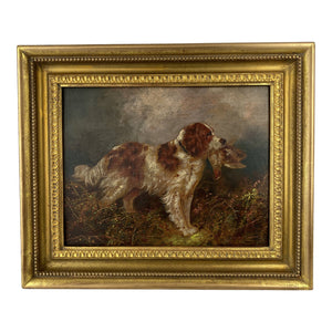 19th C. English Portait of Dog Oil on Canvas