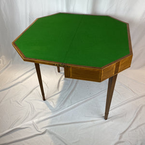 19th C. English Walnut Inlaid Folding Game Table
