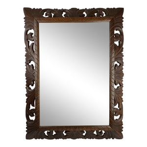 19th C. French Dark Oak Carved Mirror