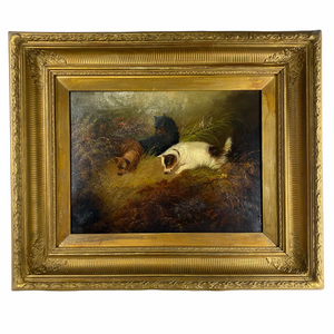 Oil on Canvas of Three Terriers by J. Langlois