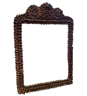 French Tramp Art Mirror with Pinecones