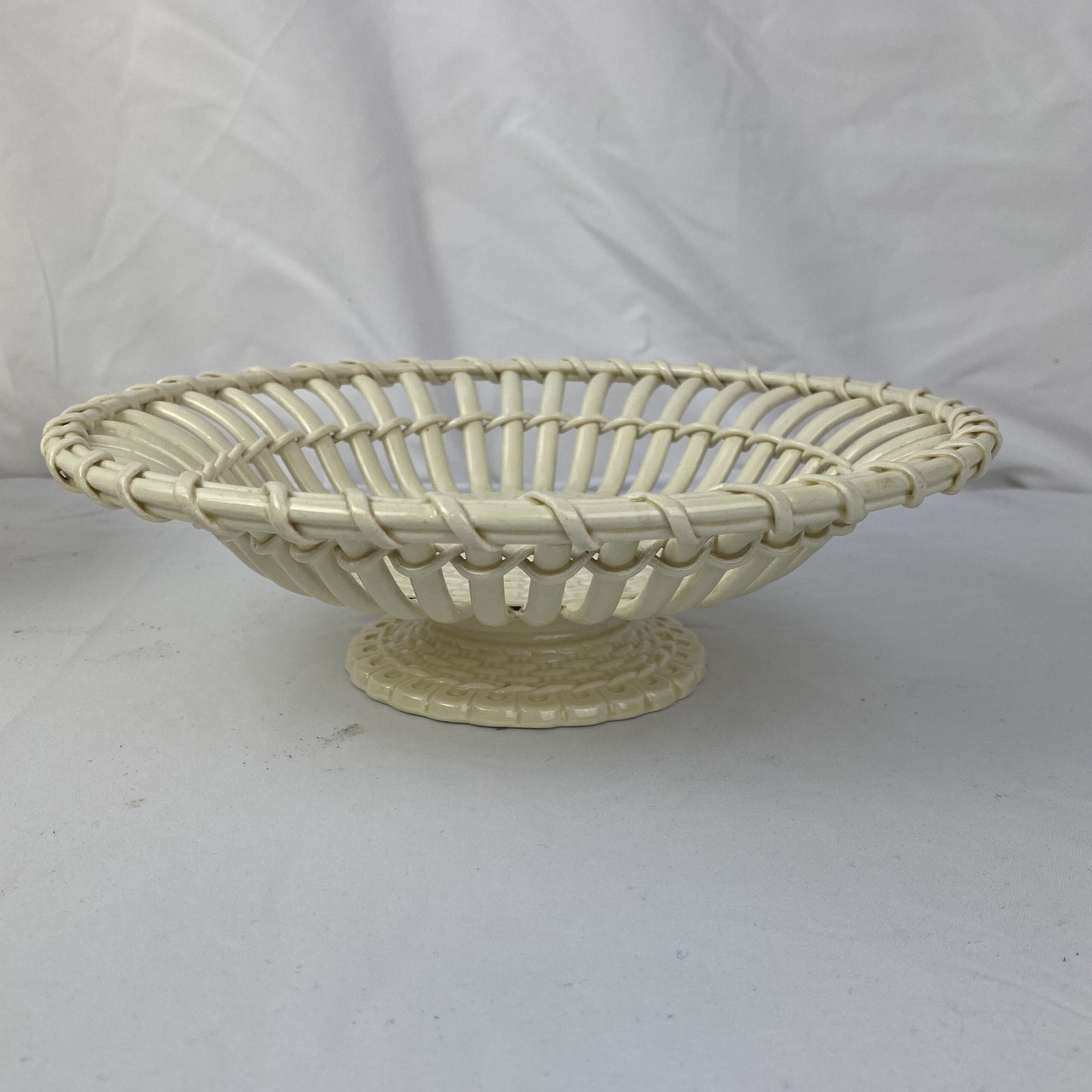 Creamware Basketweave Compotes, Pair