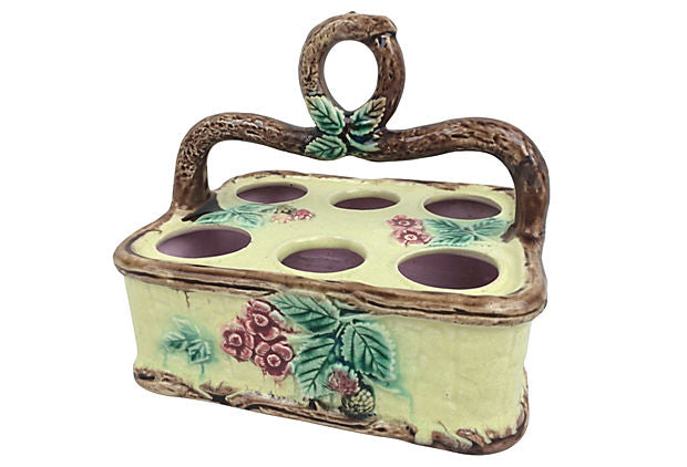English Majolica Egg Basket