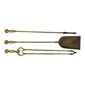 English Brass Fireplace Tools - Set of 3