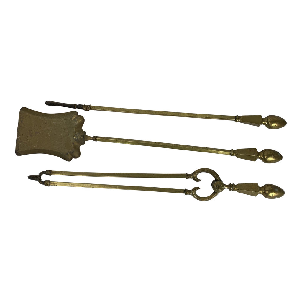 English Brass Fireplace Tools, Set of 3